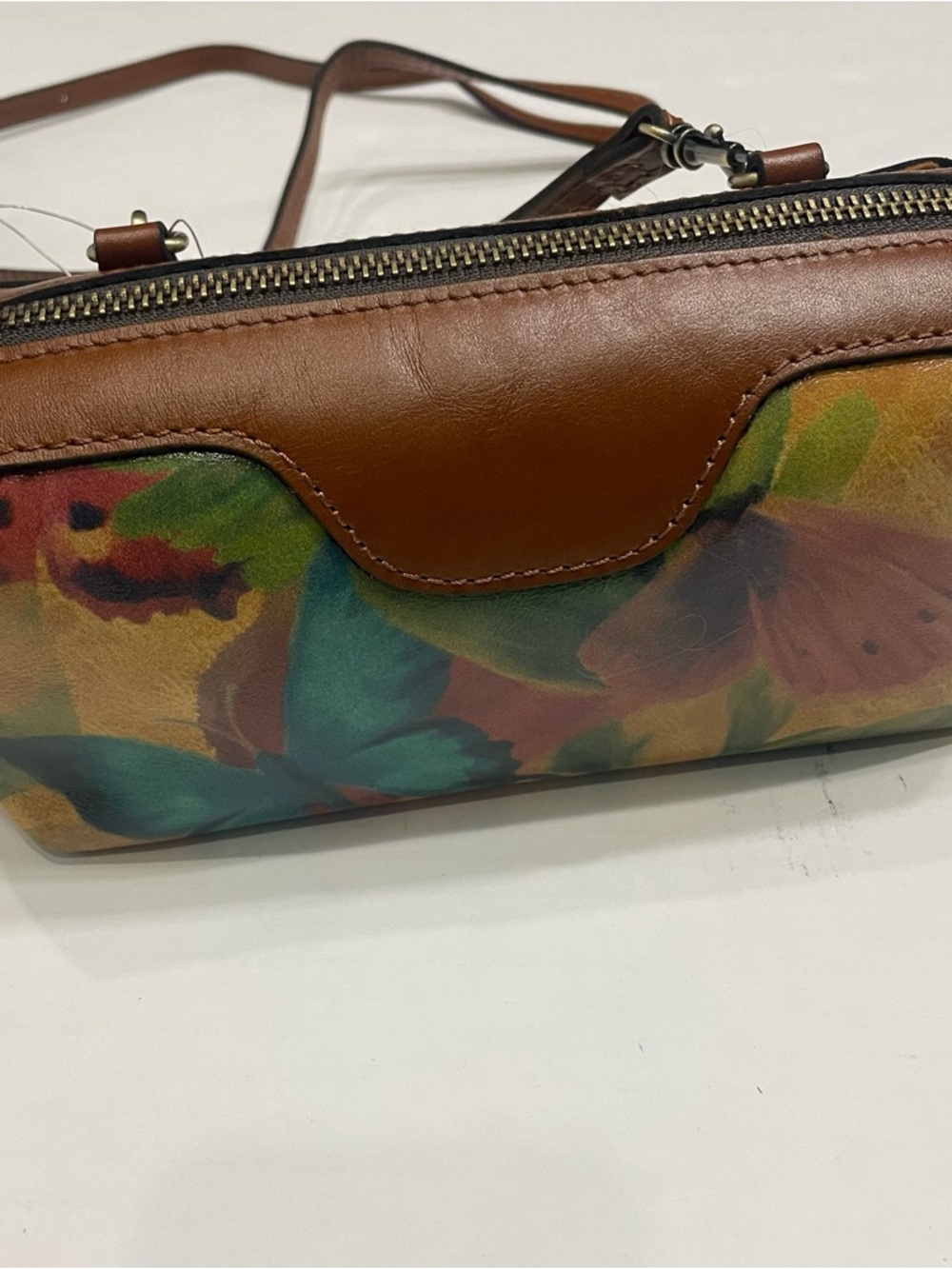 Patricia Nash Brown Leather Crossbody NWT Joliet Watercolor Butterfly purse NEW - Picture 3 of 12
